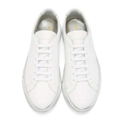 Shop Common Projects White & Silver Achilles Low Color Block Sole Sneakers In 0509 White/silver