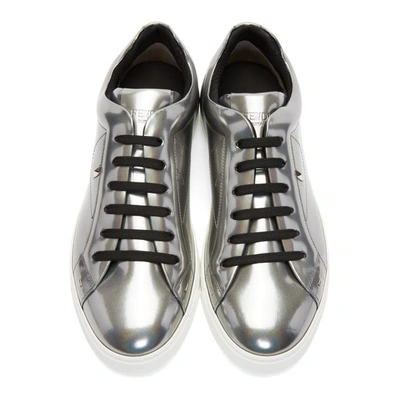 Shop Fendi Silver Patent Sneakers In F0qw0