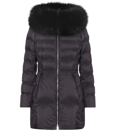 Shop Prada Fur-trimmed Down Coat In Black