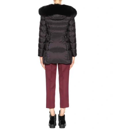 Shop Prada Fur-trimmed Down Coat In Black