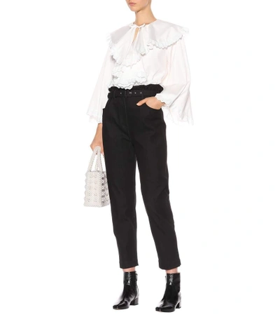 Shop Isa Arfen High-waisted Cropped Jeans In Black