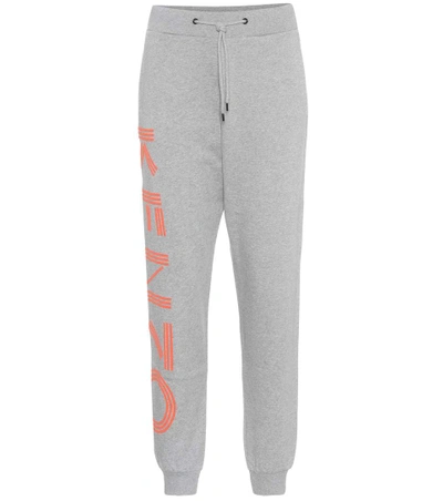 Kenzo Printed Cotton Trackpants In Grey