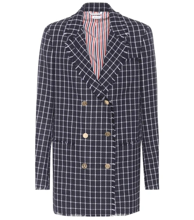 Shop Thom Browne Checked Wool Jacket In Eavy