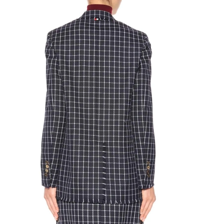 Shop Thom Browne Checked Wool Jacket In Eavy