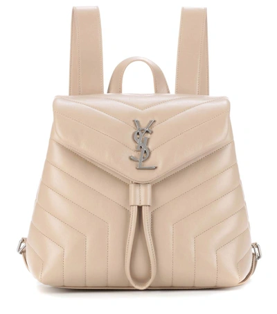 Saint Laurent Small Loulou Leather Backpack In Dark Leige