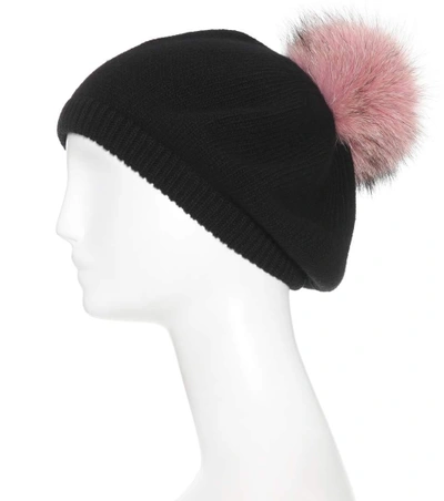 Shop Miu Miu Fur-trimmed Wool And Cashmere Hat In Eero