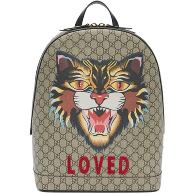 Gucci Gg Supreme 'loved' Angry Cat Backpack | ModeSens