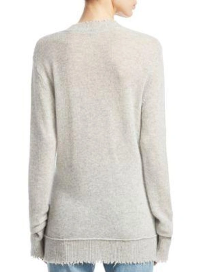 Shop R13 Distressed Edge V-neck Cashmere Sweater In Heather Grey
