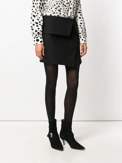 Balmain Asymmetric Nappa Leather Mini Skirt In Black