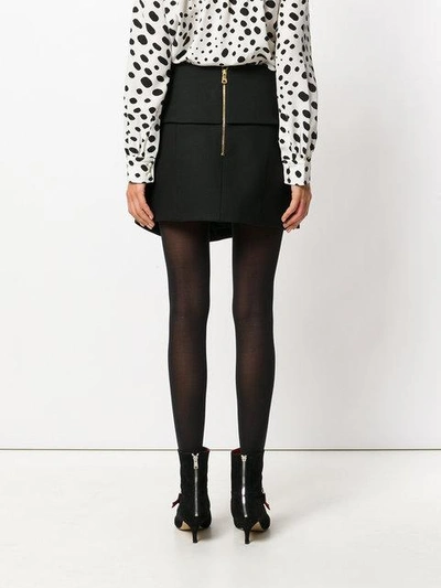 Balmain Asymmetric Nappa Leather Mini Skirt In Black