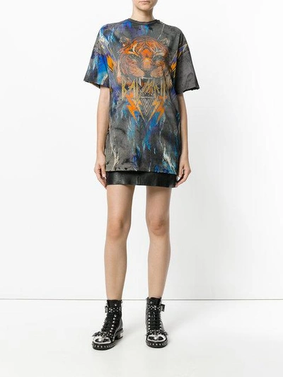 Shop Balmain Oversized Graphic T-shirt In Black