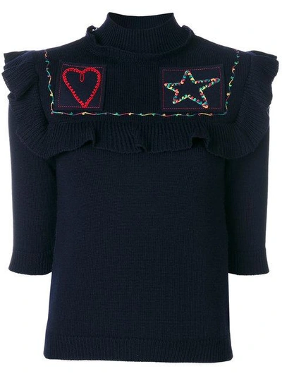 Shop Valentino Heart And Star Bib Knitted Top