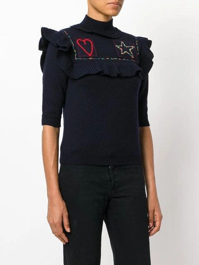 Shop Valentino Heart And Star Bib Knitted Top