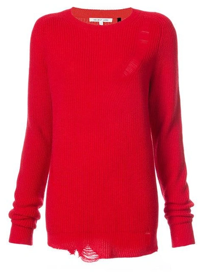 Shop Helmut Lang Distressed Crew Neck Sweater