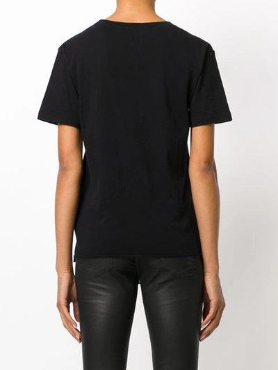 Shop Saint Laurent T-shirt With Embroidered Logo - Black