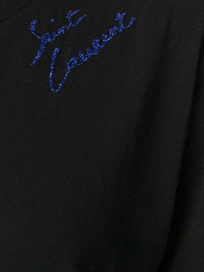 Shop Saint Laurent T-shirt With Embroidered Logo - Black