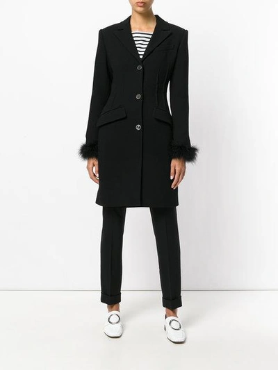 Shop Sonia Rykiel Feather Trim Button Coat