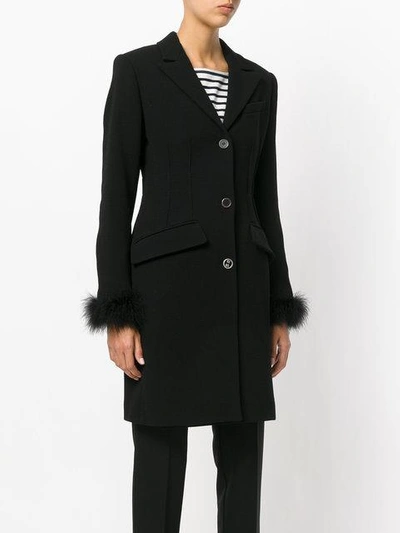 Shop Sonia Rykiel Feather Trim Button Coat