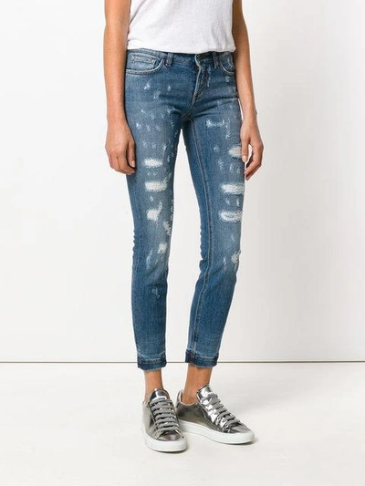 Shop Dolce & Gabbana Distressed Skinny Jeans In Blue