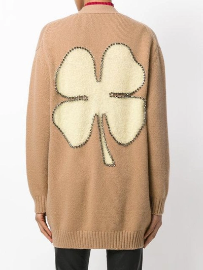 Shop N°21 Embellished Clover Leaf Cardigan In Neutrals