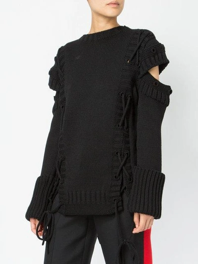 Shop Alexander Mcqueen Lace Up Detail Sweater