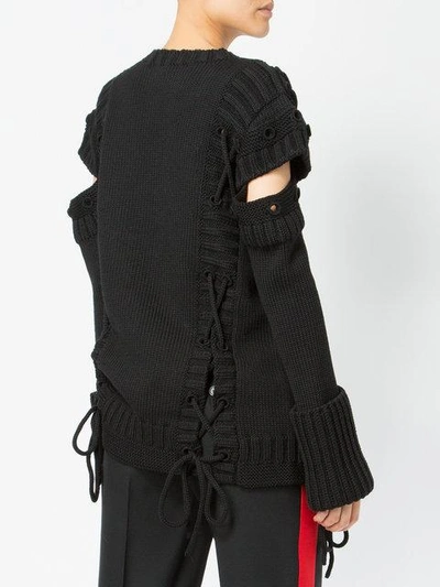 Shop Alexander Mcqueen Lace Up Detail Sweater