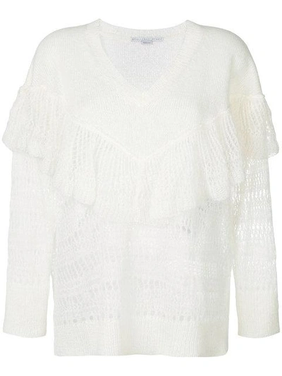 Shop Stella Mccartney Ruffle-trimmed Jumper - White