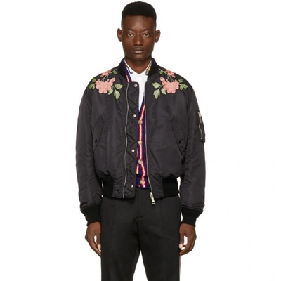 Shop Gucci Black Nylon 'modern Future' Bomber Jacket