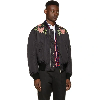 Shop Gucci Black Nylon 'modern Future' Bomber Jacket