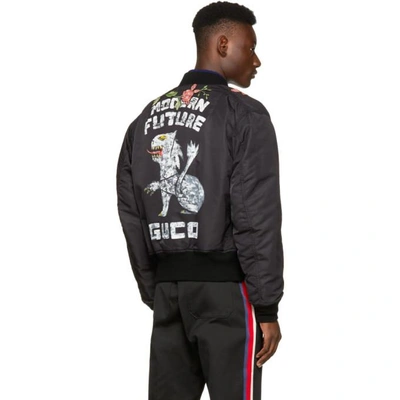 Shop Gucci Black Nylon 'modern Future' Bomber Jacket