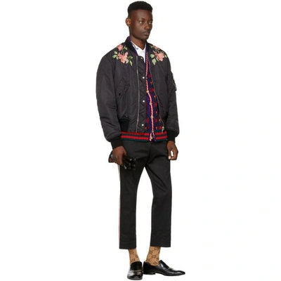 Shop Gucci Black Nylon 'modern Future' Bomber Jacket