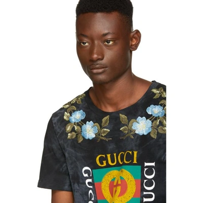 Shop Gucci Black Floral Logo T-shirt In 1082 Black/multicolo