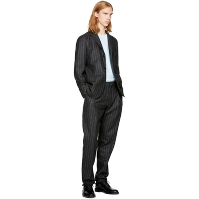 Shop Acne Studios Grey Striped Lund Blazer