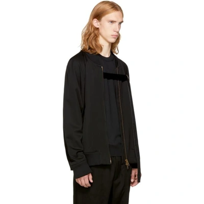 Shop Song For The Mute Black 'mute' Strap Bomber Jacket