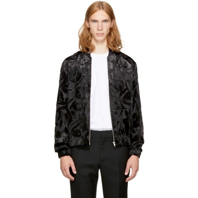 Shop Mcq By Alexander Mcqueen Black Floral Ma-1 Bomber Jacket