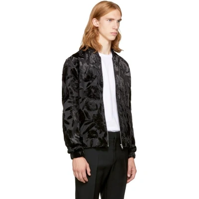 Shop Mcq By Alexander Mcqueen Black Floral Ma-1 Bomber Jacket