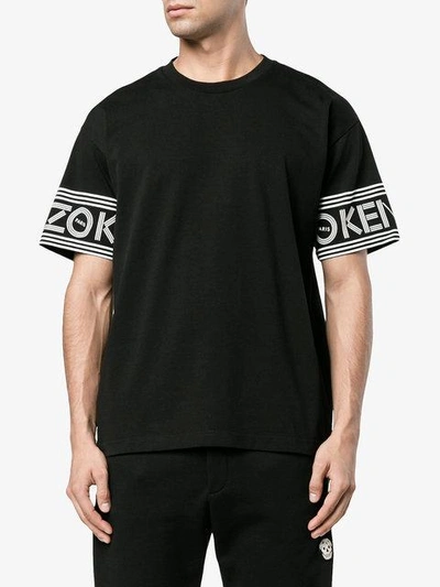 Shop Kenzo Lettering Logo Sleeve T In Black