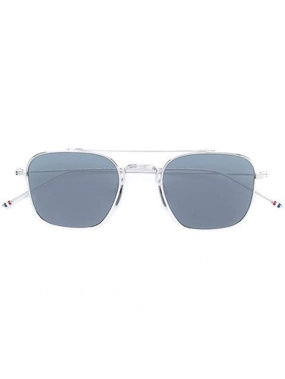 Shop Thom Browne Square Frame Sunglasses In Metallic