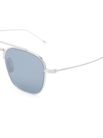 Shop Thom Browne Square Frame Sunglasses In Metallic