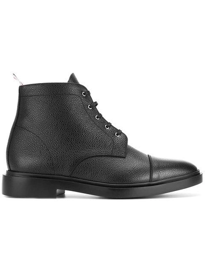 Shop Thom Browne Grained Lace-up Boots - Black