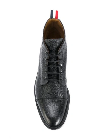 Shop Thom Browne Grained Lace-up Boots - Black