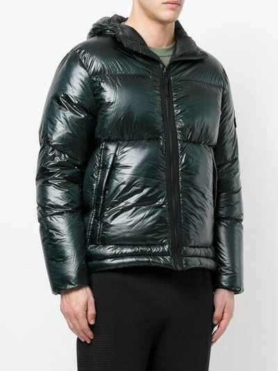Stone Island Green Down Shiny Jacket | ModeSens