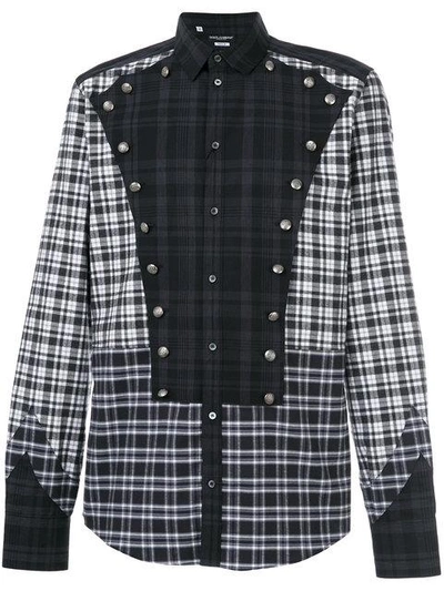 Shop Dolce & Gabbana Button Detail Checked Shirt In Blue