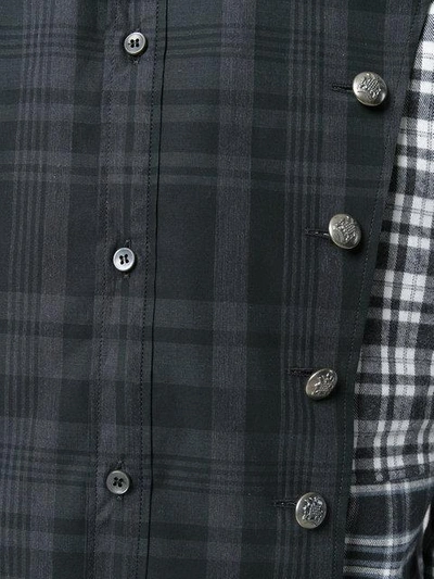 Shop Dolce & Gabbana Button Detail Checked Shirt In Blue