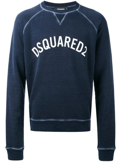 Shop Dsquared2 Logo Printed Sweatshirt In Blue