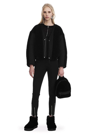 Shop Alexander Wang Twill Bomber With Shearling In Black