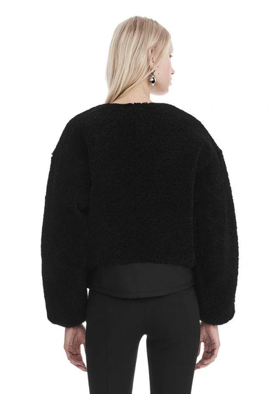 Shop Alexander Wang Twill Bomber With Shearling In Black