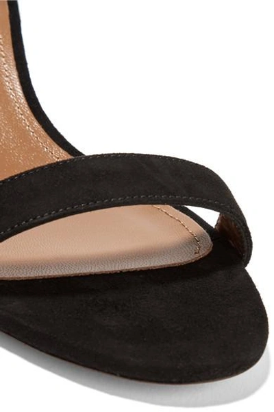 Shop Aquazzura Siena Bow-embellished Suede Sandals In Black