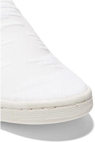Shop Adidas Originals Stan Smith Shock Leather-trimmed Primeknit Sneakers