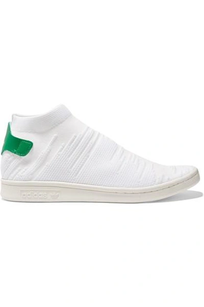 Shop Adidas Originals Stan Smith Shock Leather-trimmed Primeknit Sneakers